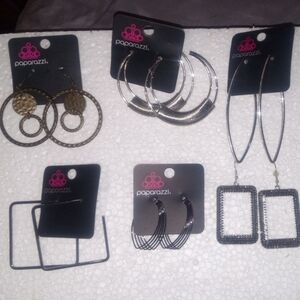 Paparazzi Elegant Black and Gold Earring Collection